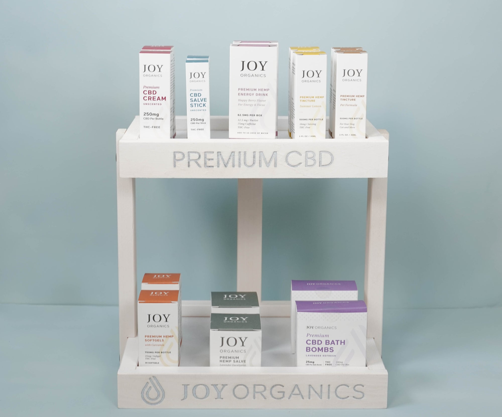 Joy Organics 2-Tier Wooden Display
