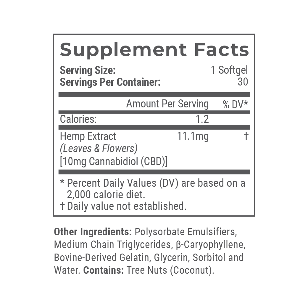 Broad Spectrum CBD Softgels - Everyday 10mg