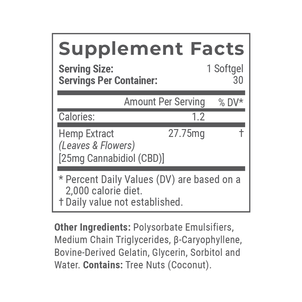 Broad Spectrum CBD Softgels - Everyday 25mg