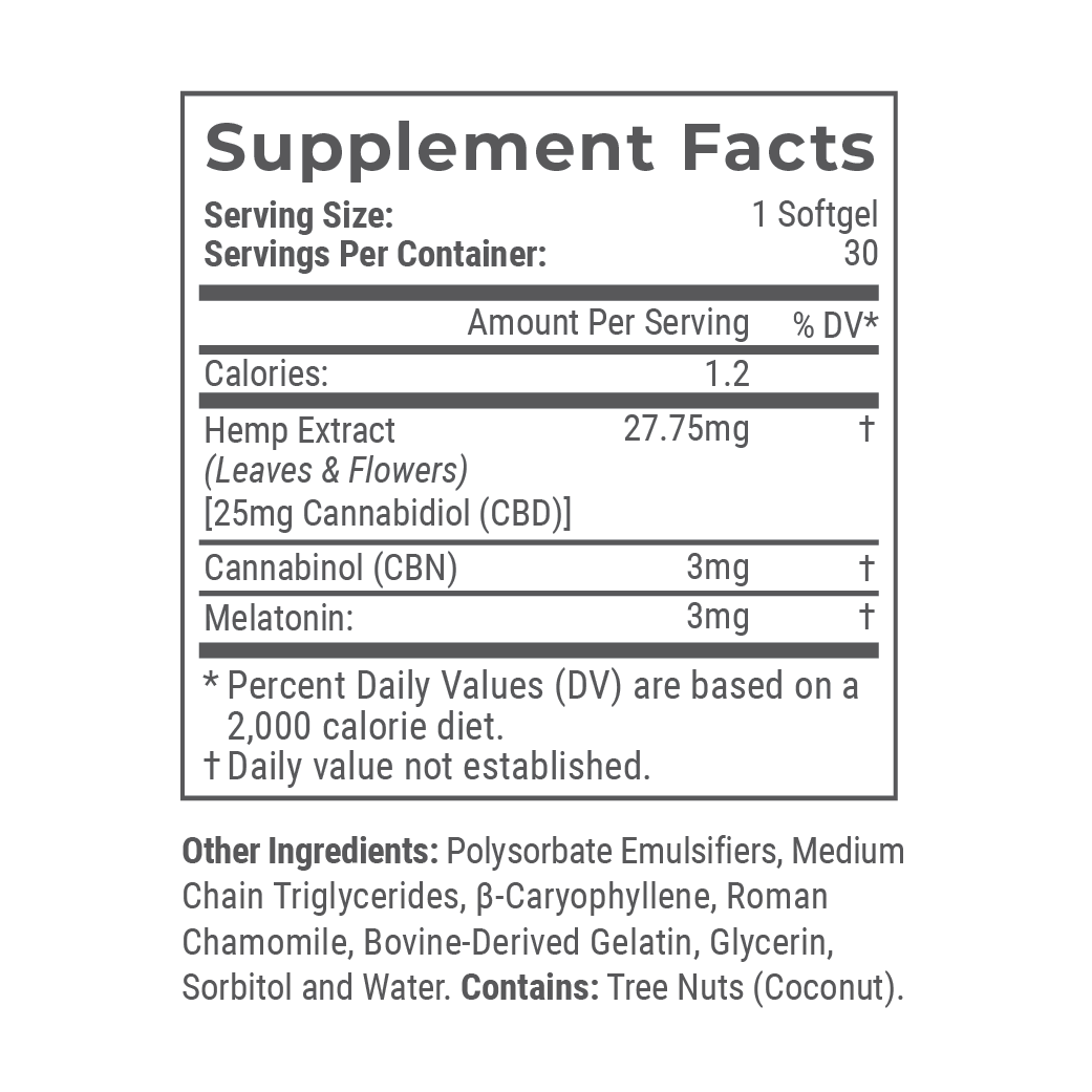 Broad Spectrum CBD Softgels with Melatonin & CBN for Sleep
